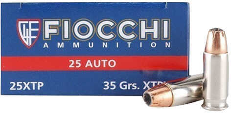 25 ACP 50 Rounds Ammunition Fiocchi Ammo 35 Grain Hollow Point