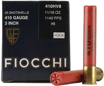 410 Gauge 25 Rounds Ammunition Fiocchi Ammo 3" 11/16 oz Lead #8