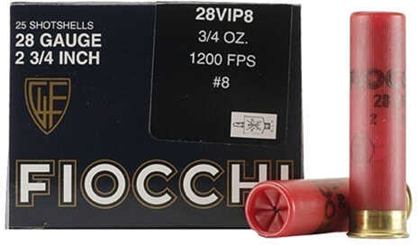 28 Gauge 25 Rounds Ammunition Fiocchi Ammo 3/4" oz Lead #8