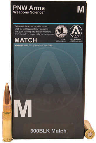 PNW Arms 300 Blackout Match 125 Grains SMK HP (Per 20) Md: 300BLKMTH125HP20