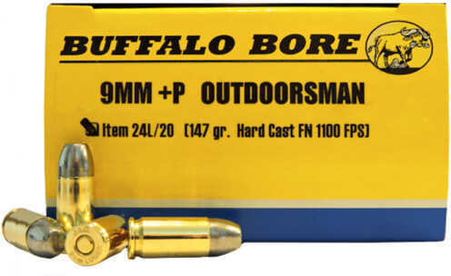 9mm Luger 20 Rounds Ammunition Buffalo Bore 147 Grain Lead