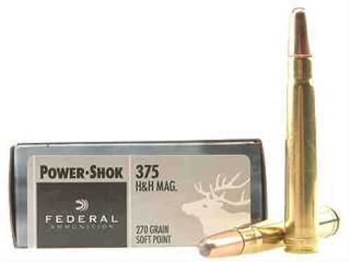 375 <span style="font-weight:bolder; ">H&H</span> 20 Rounds Ammunition Federal Cartridge 270 Grain Soft Point