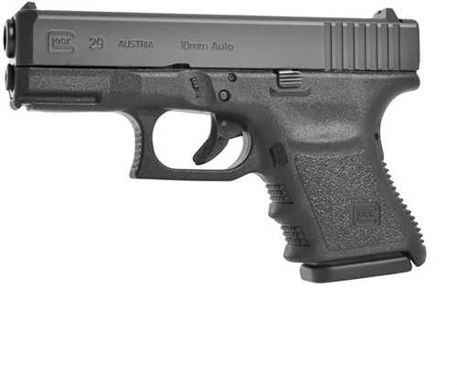 Glock 29 Sf Gen 3 Subcompact 10mm Auto pistol, 4.01 in barrel, 10 rd capacity, black polymer finish