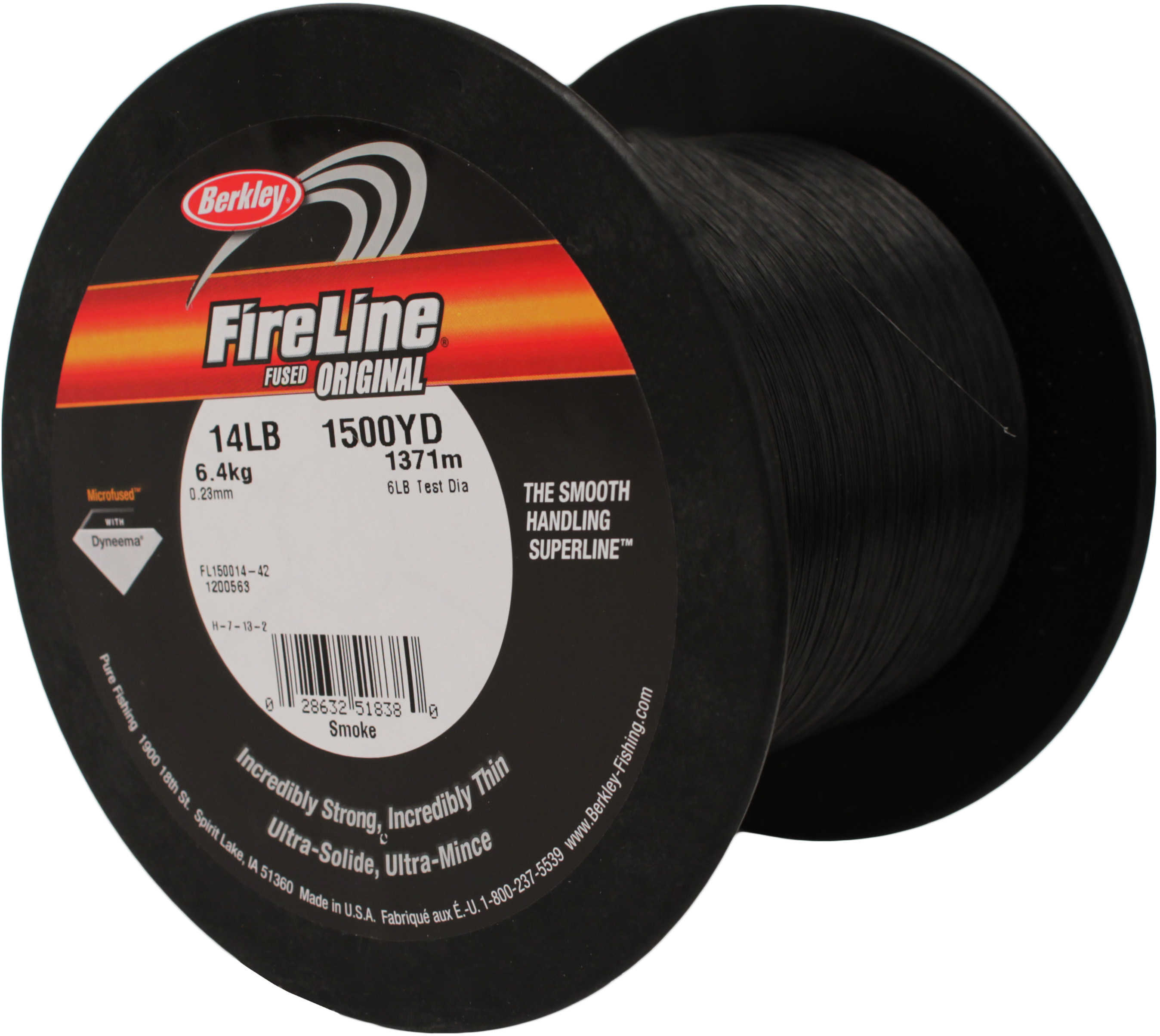 Berkley Fireline Fused Original Line 14 lbs, 1500 Yards , Smoke 1200563