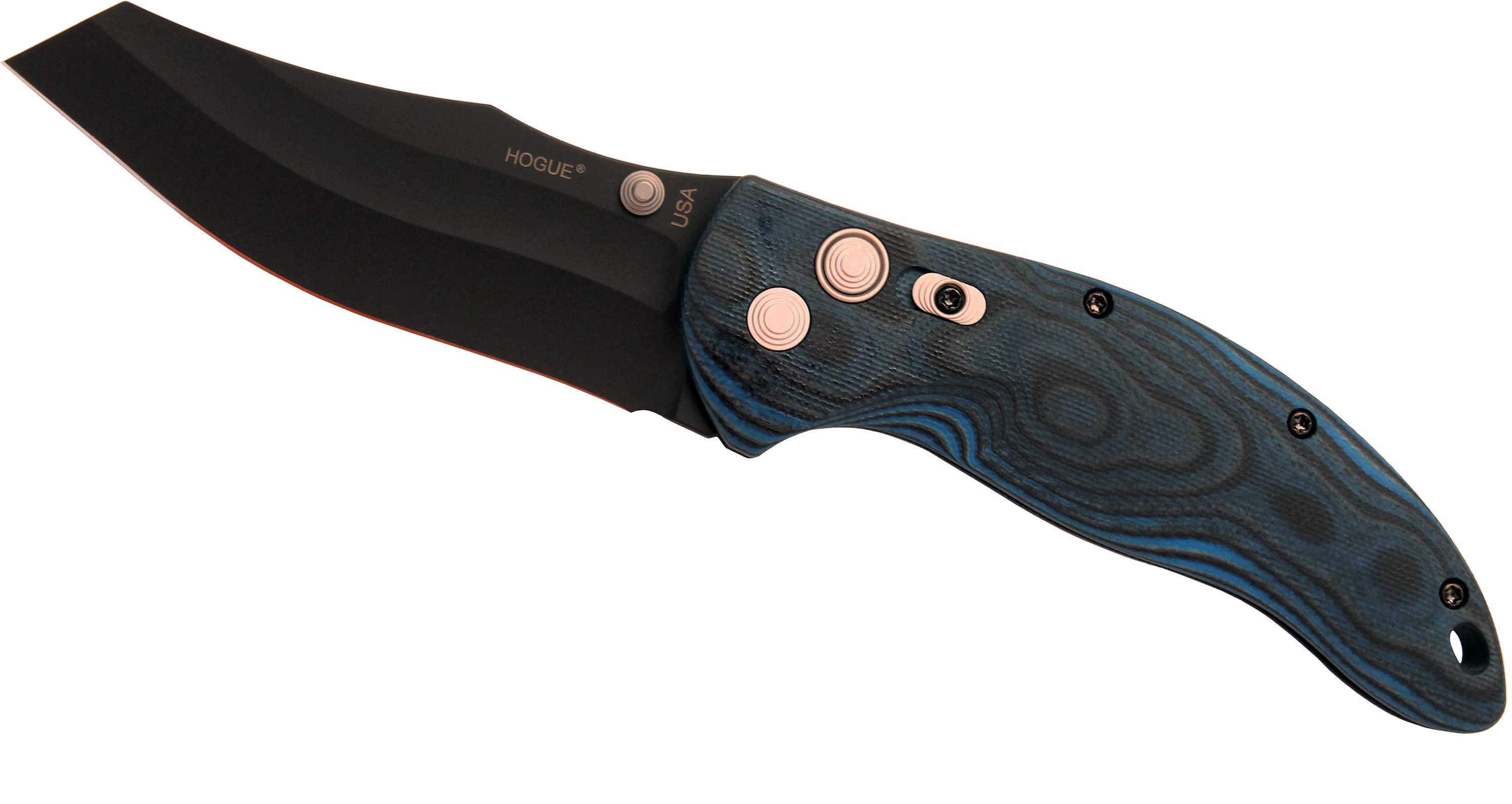 Hogue EX04 Folder 4" Warren Cliff Blade Black Finish, G-Mascus Blue Lava 34443