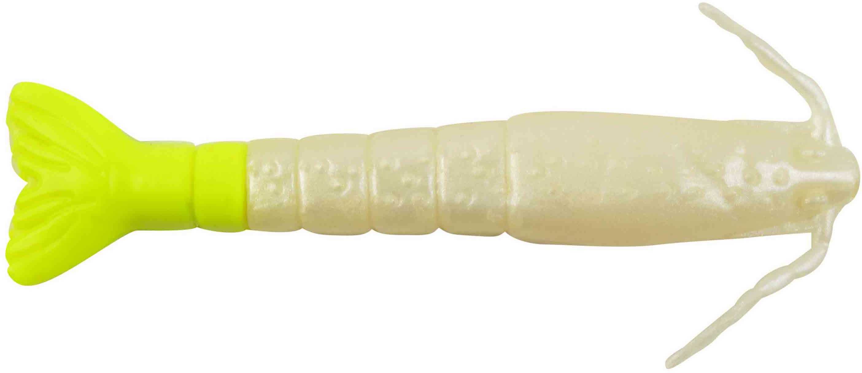Berkley Gulp Alive Shrimp - Pint 3in Pearl White/Chartreuse Md#: GAPSHR3-PWC