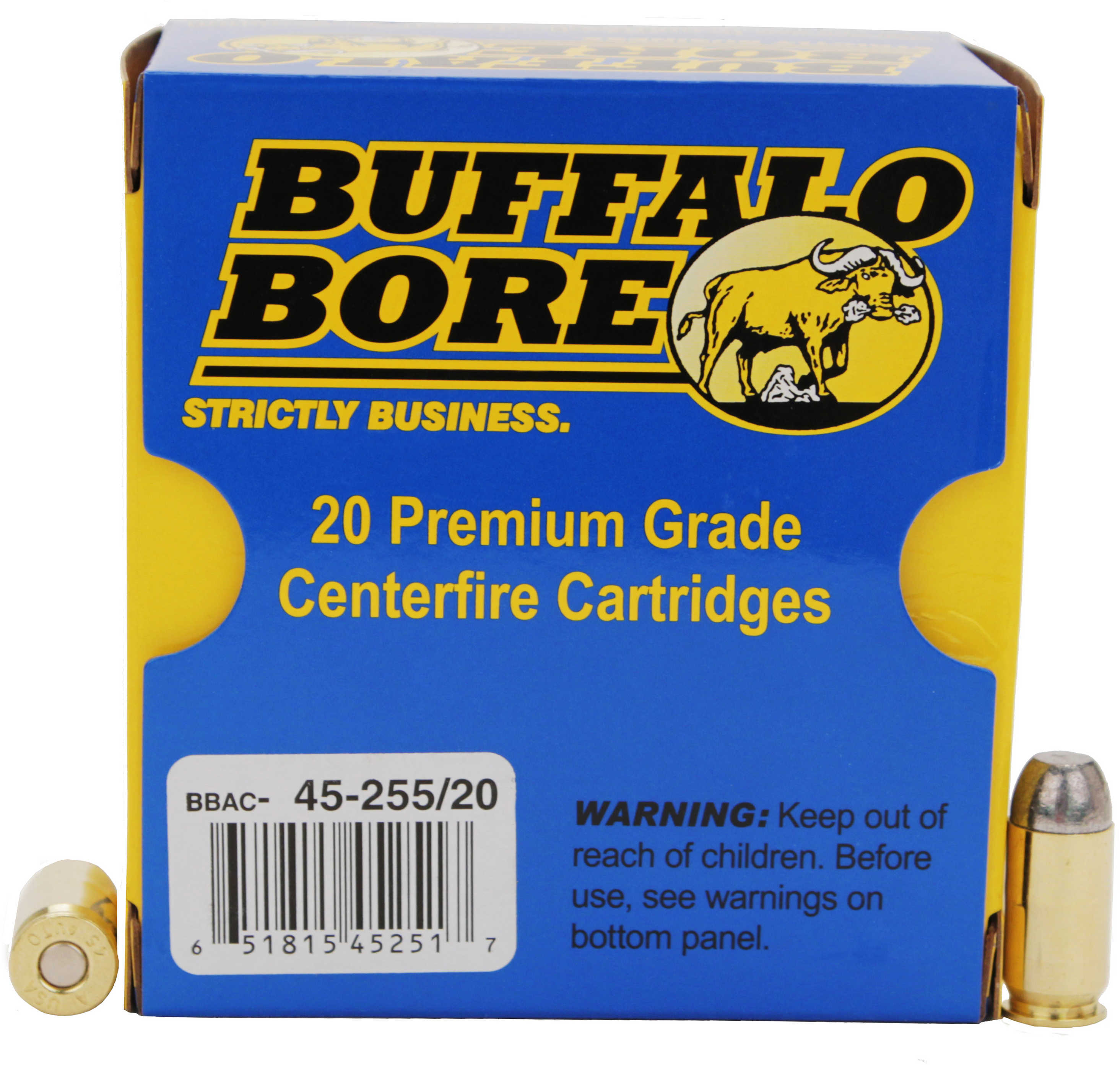45 ACP 20 Rounds Ammunition Buffalo Bore 255 Grain Lead