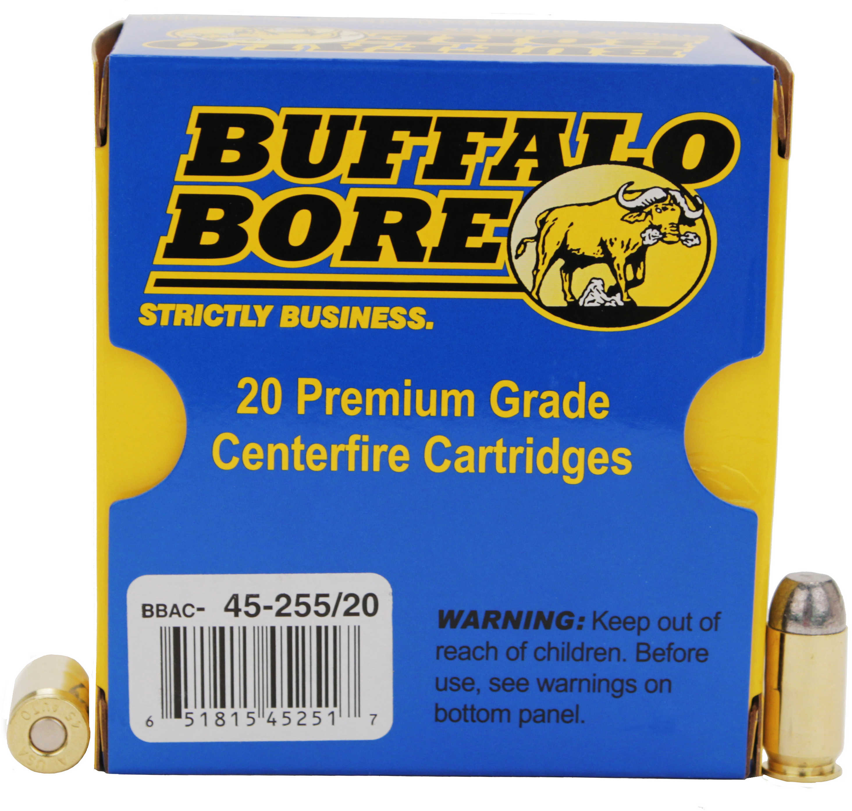 45 ACP 20 Rounds Ammunition Buffalo Bore 255 Grain Lead
