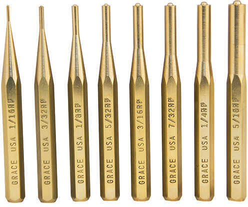 Grace USA Tools Brass Punch Set Roll Pin, 8 Pieces Md: GRBRP8