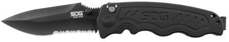 SOG Knives Zoom Mini-Partially Serrated, Black TiNi, Clam Pack Md: ZM1006-CP