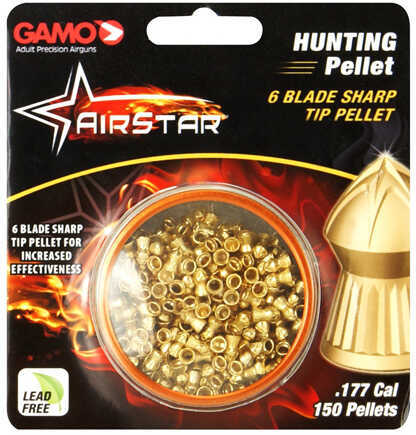 Gamo Airstar 6 Blade Sharp TipHunt Pellets, .177 Caliber 4.3g, Per 150 Md: 632272454