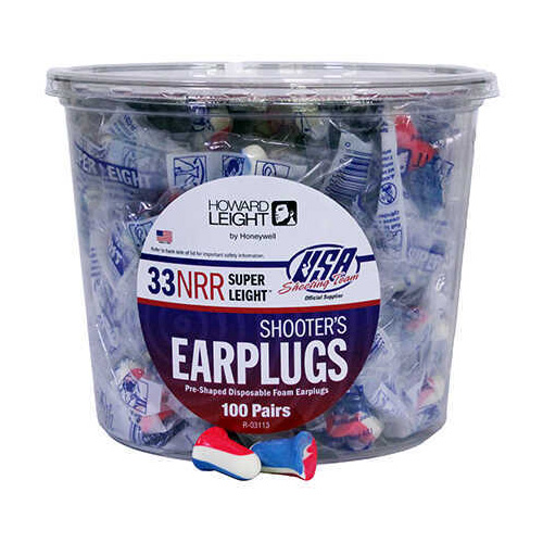 Howard Leight Industries USA Shooters Earplugs, Red/White/Blue, Per 100 Md: R-03113