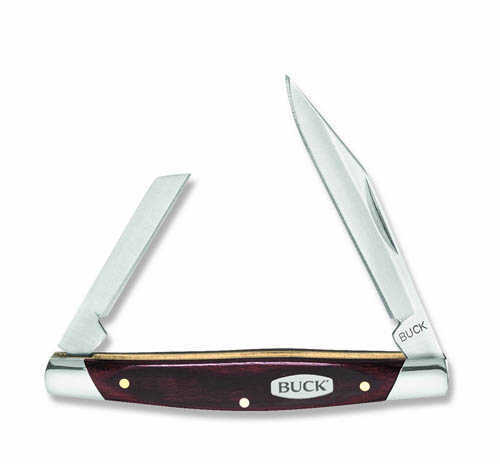 Buck Knives Duce 2" Plain Blade, Clip Point, Coping, Wood Grain Handle, Clam Package Md: 0375BRSC