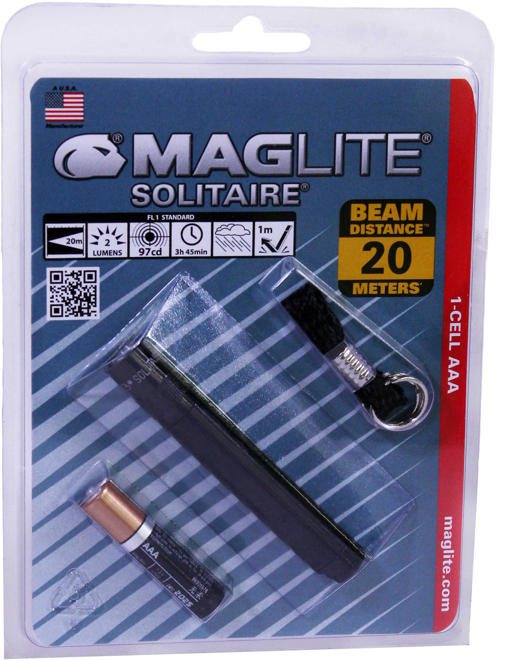 Maglite Solitaire Flashlight AAA in Blister Package (Black) K3A016
