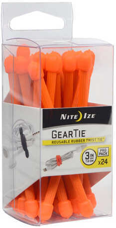 Nite Ize Gear Tie ProPack 3" Bright Orange 24 Pack Md: GTPP3-31-R8