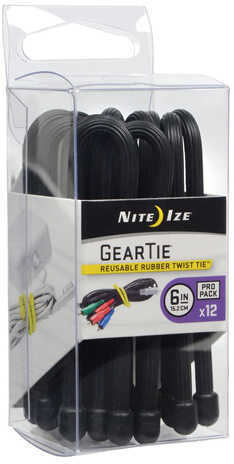 Nite Ize Gear Tie ProPack 6" Black 12 Pack Md: GTPP6-01-R8