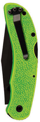 KABAR ZK Zombie 3.375" Folding Knife Tanto Point Dual Thumb Stud Pocket Clip AUS 8A/Black Neon Green Nylon Handle Plain