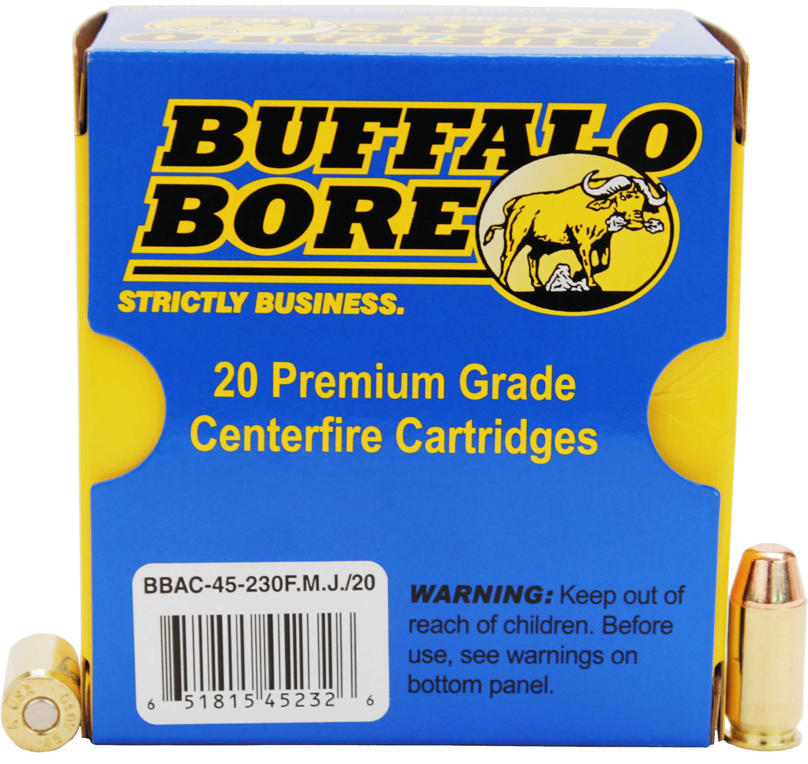 45 ACP 20 Rounds Ammunition Buffalo Bore 230 Grain Full Metal Jacket