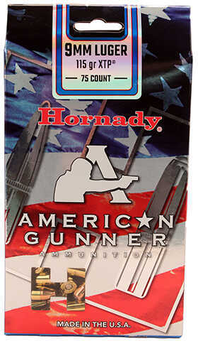 9mm Luger 75 Rounds Ammunition Hornady 115 Grain Hollow Point