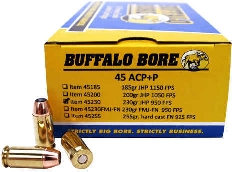 45 ACP 50 Rounds Ammunition Buffalo Bore 230 Grain Hollow Point