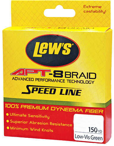 Lews APT-8 Braid Speed Line 65 lbs 150 Yards Low-Vis Green Md: LAPTB65NGR