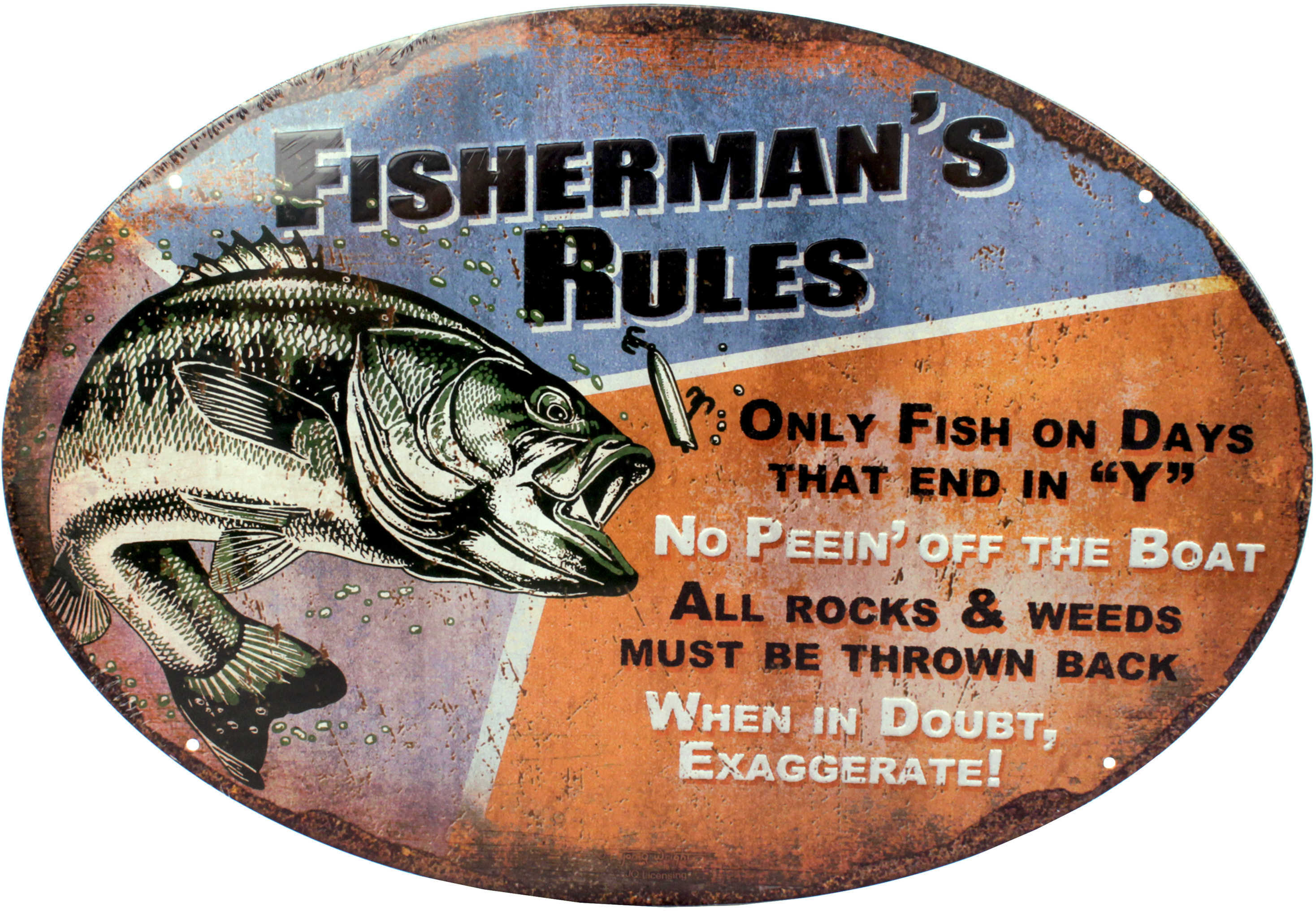 Rivers Edge Products 12" x 17" Tin Sign Fisherman's Rules 1537