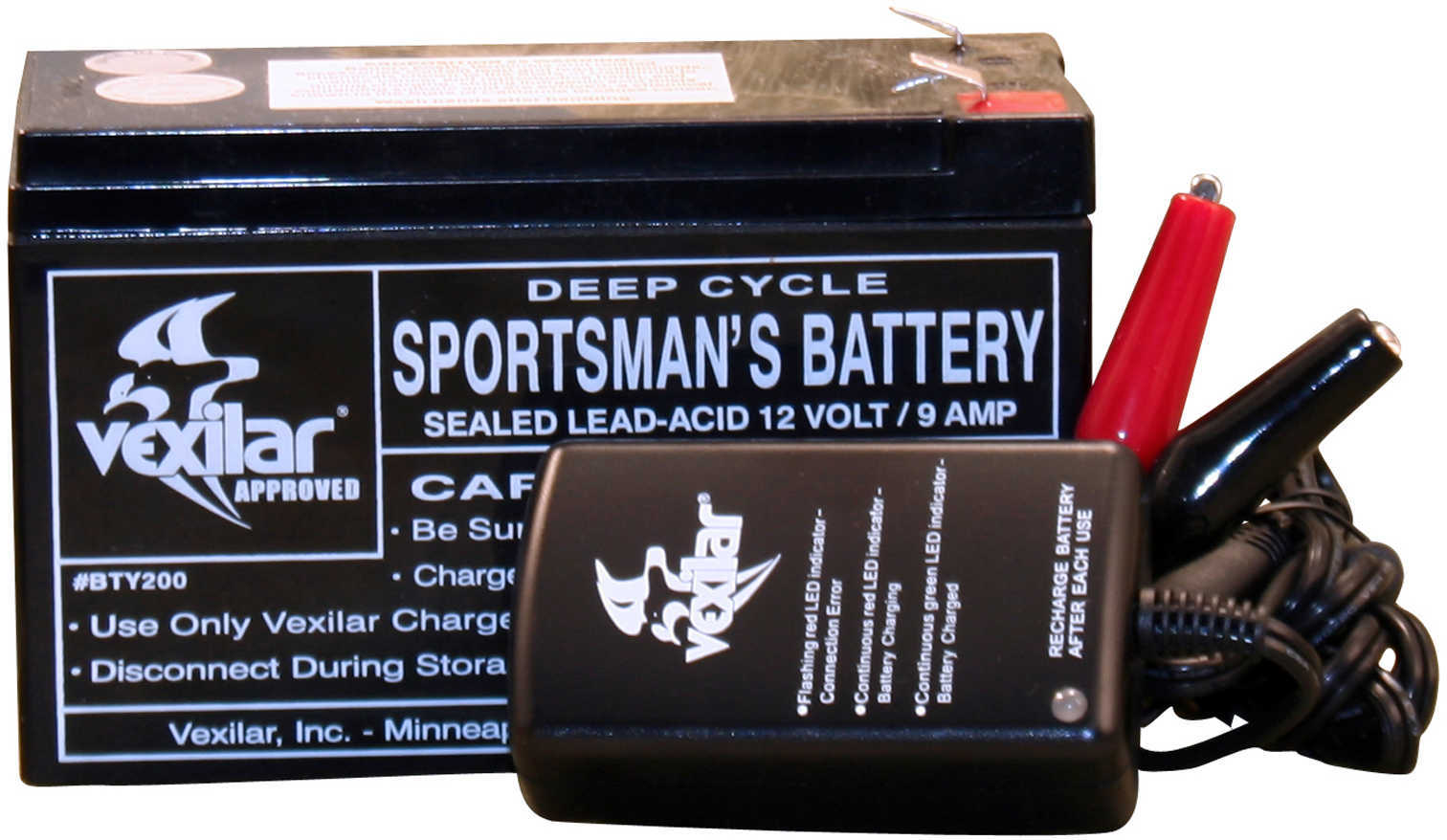 Vexilar Inc. Battery & Charger (9 Amp Hour w/Light) V-120