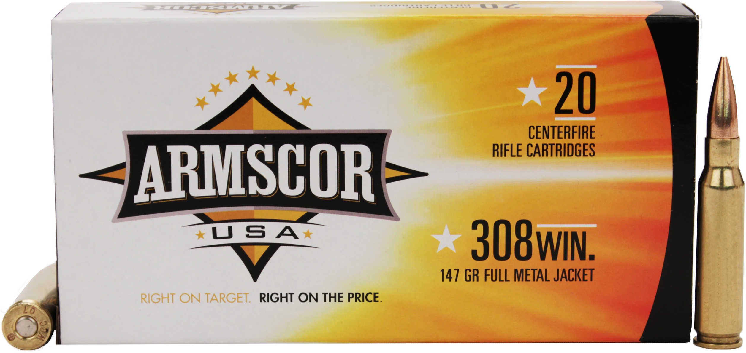 308 Winchester 20 Rounds Ammunition Armscor Precision Inc 147 Grain Full Metal Jacket