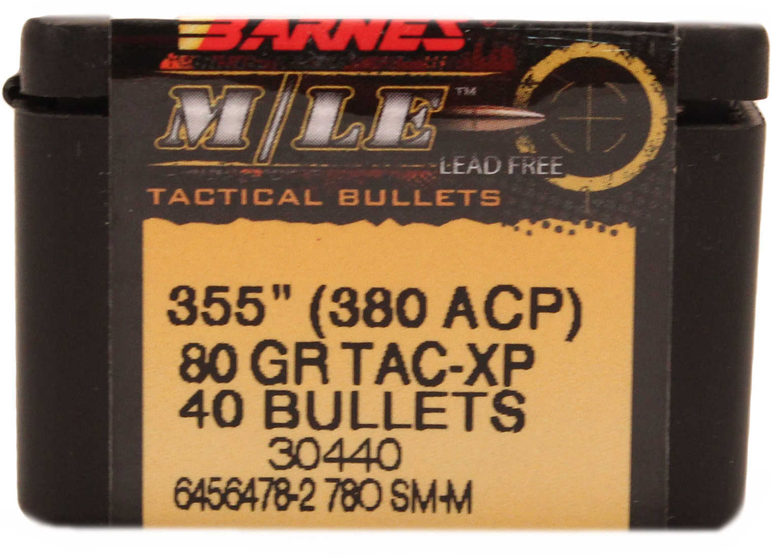 Barnes Bullets Tac-XP .355" 80 Grains Flat Base 380 ACP (Per 40) 35500