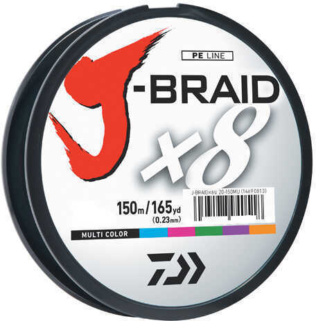 Daiwa J-Braid Braided Line, 30 lbs Tested 165 Yards /150m Filler Spool, Multi Color Md: JB8U30-150MU