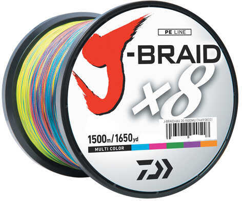 Daiwa J-Braid Braided Line, 40 lbs Tested 1650 Yards /1500m Filler Spool, Multi Color Md: JB8U40-1500MU