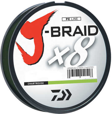 Daiwa J-Braid Braided Line, 50 lbs Tested 330 Yards /300m Filler Spool, Chartreuse Md: JB8U50-300CH