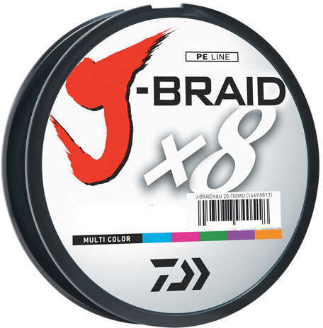 Daiwa J-Braid Braided Line, 50 lbs Tested 330 Yards /300m Filler Spool, Multi Color Md: JB8U50-300MU