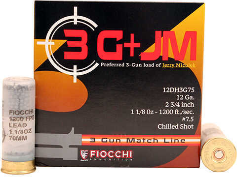 Fiocchi Ammunition 3 Gun Match Shotgun Shells 12 Gauge 2 3/4" 7 1/2 Per 25 Box Md: 12DH3G75