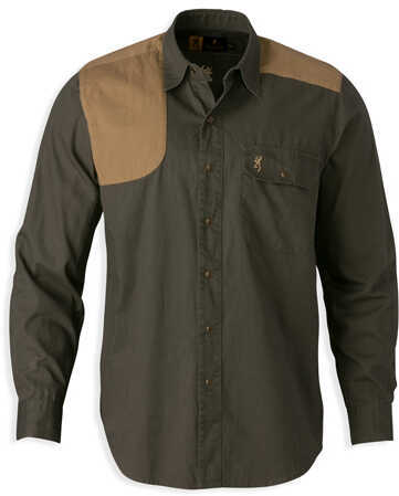 Browning Austin Shooting Shirt, Long Sleeve Loden/Taupe, Large Md: 3010666403
