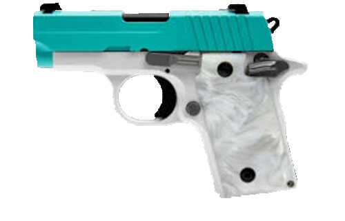 Click to see larger image. Sig Sauer P238 Pistol 380 ACP Robins Egg Blue Slide Siglite Night Sights 6 Round Semi-Auto