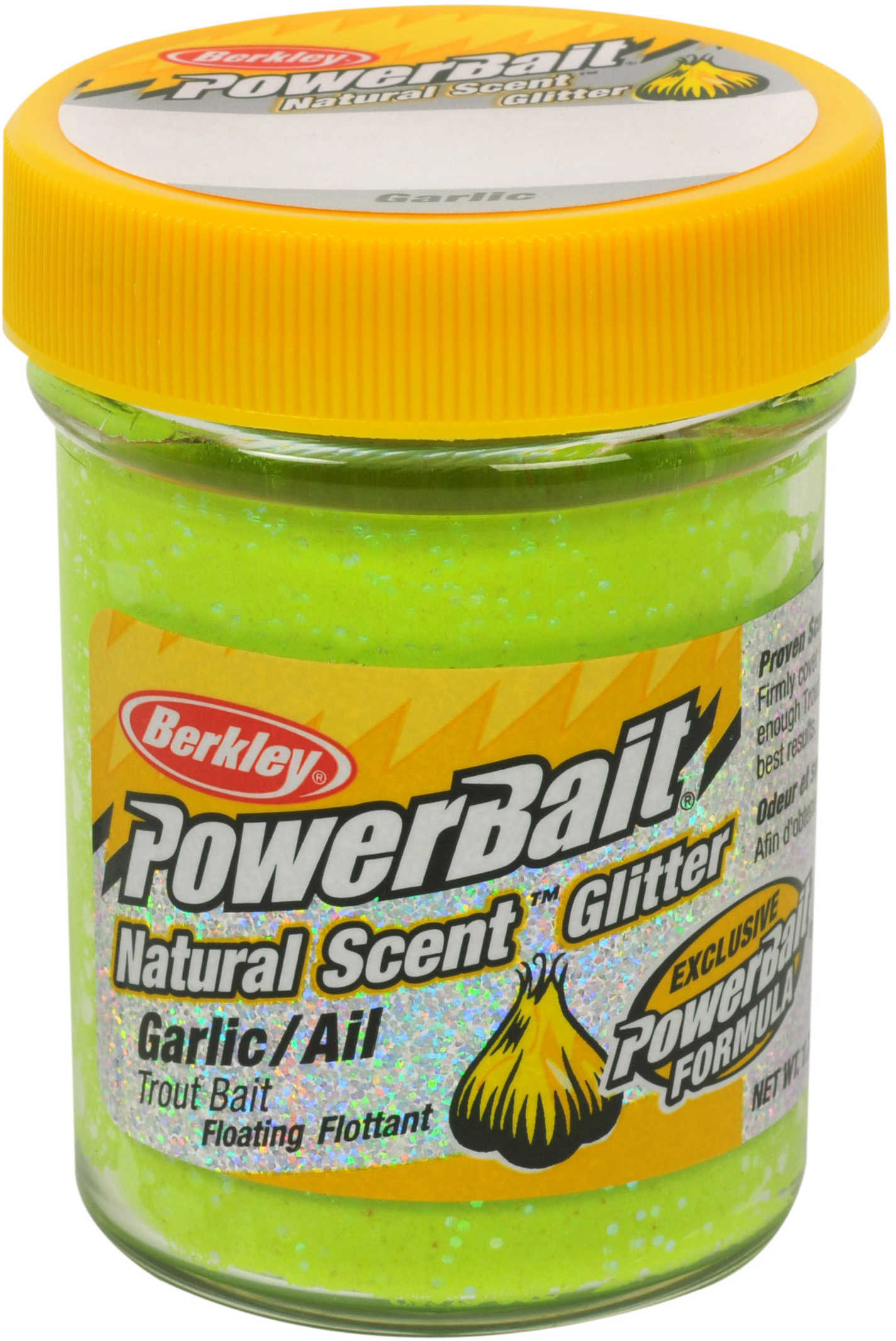 Berkley PowerBait Natural Scent Glitter Trout Bait Garlic, Yellow 1203188