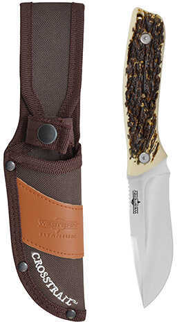 Click to see larger image. Western Knife - CrossTrail, 3 3/4" Blade, Drop Point, Brown Textured Delrin Handle Md: 19246