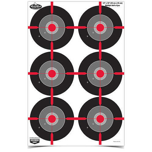 Birchwood Casey 35705 Dirty Bird Hanging Tagboard 12" X 18" Bullseye Black/Gray/Red/White 8 Pack