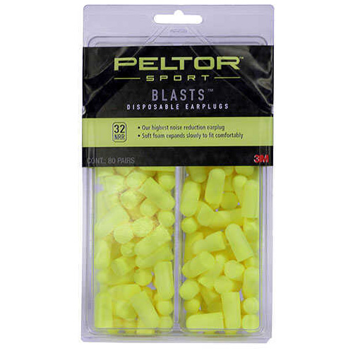 3M/Peltor Sport Blasts Ear Plug Yellow Reusable Hearing Protection 80/Pair 97082-PEL80-6C