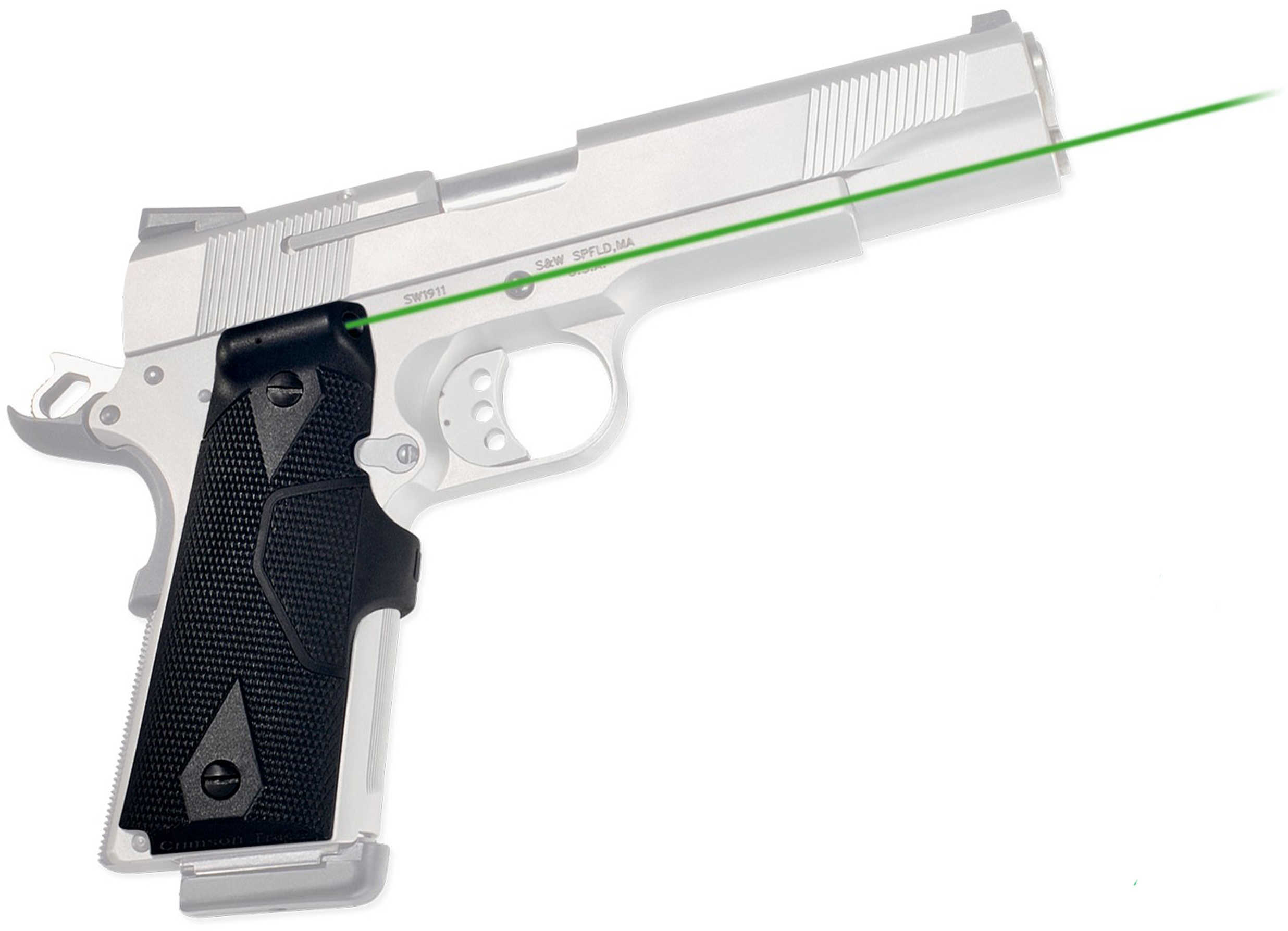 Crimson Trace 1911 Government/Commander Lasergrips-Green, Clam Pack LG-401G-S