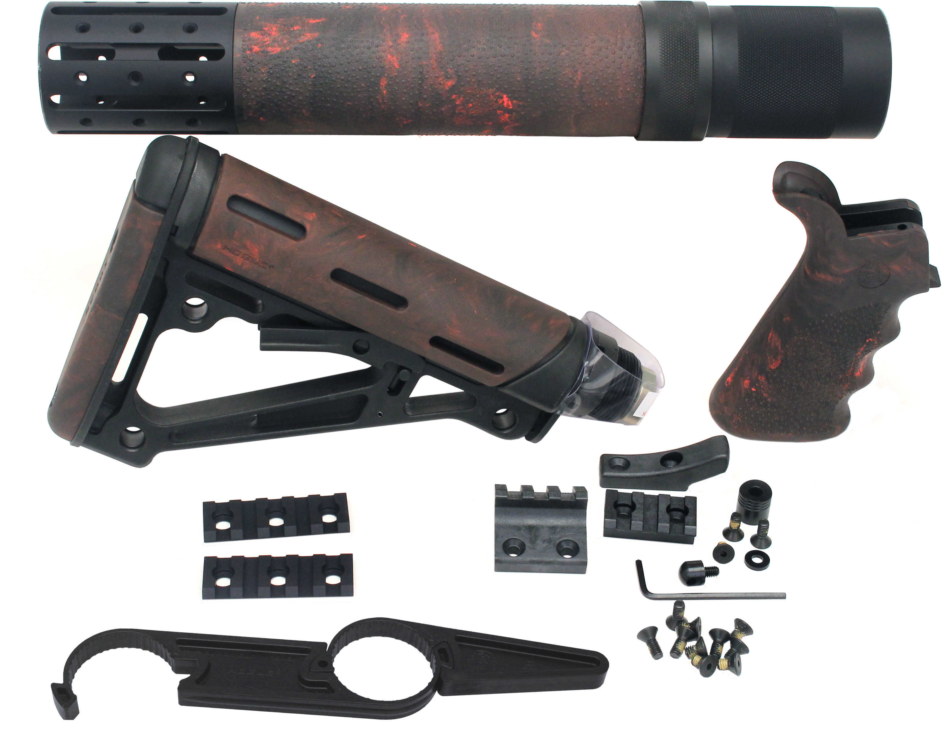 Hogue AR15 Kit BFG Grip Rifle Length Forend Acc OMC Red Lava 15478