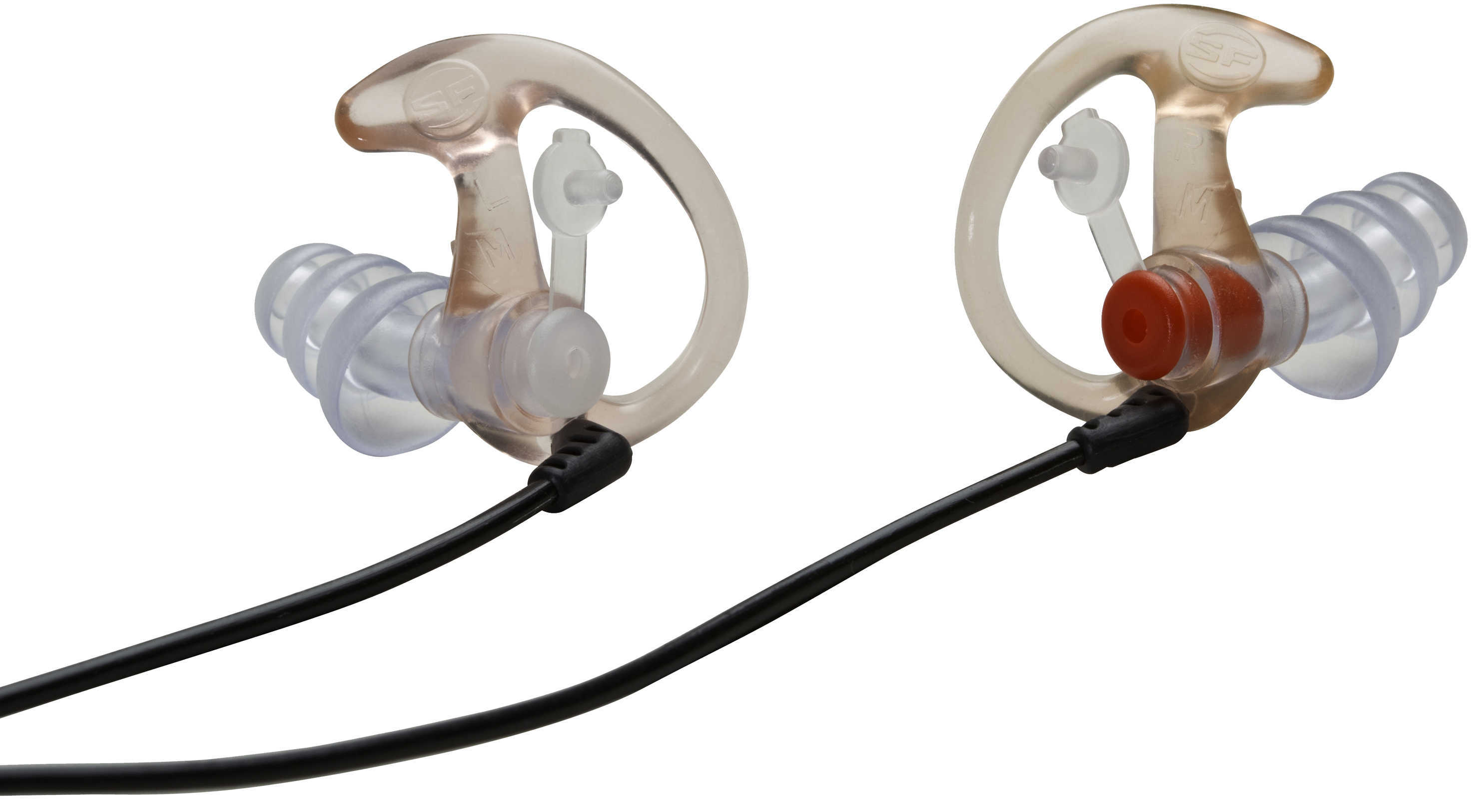 EarPro EP4 Sonic Defenders Plus 25 pairs - Large Clear 24dB NRR with attached stopper plugs inserted EP4-LPR-BULK