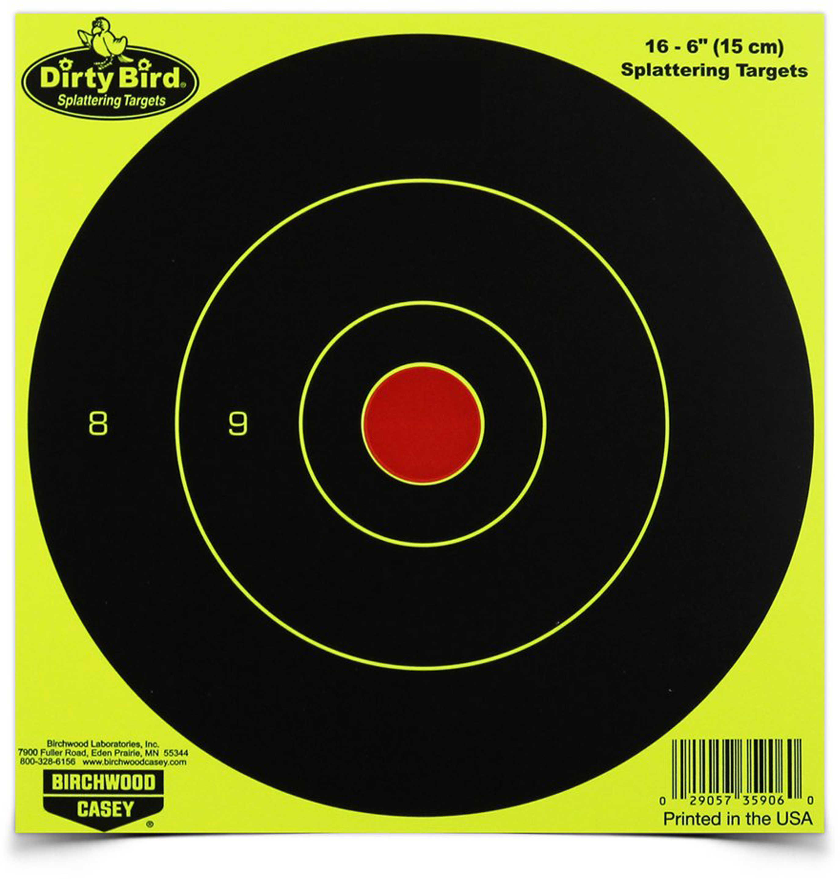 Birchwood Casey Dirty Bird Chartreuse Bull's-Eye 6" (Per 100) 35970