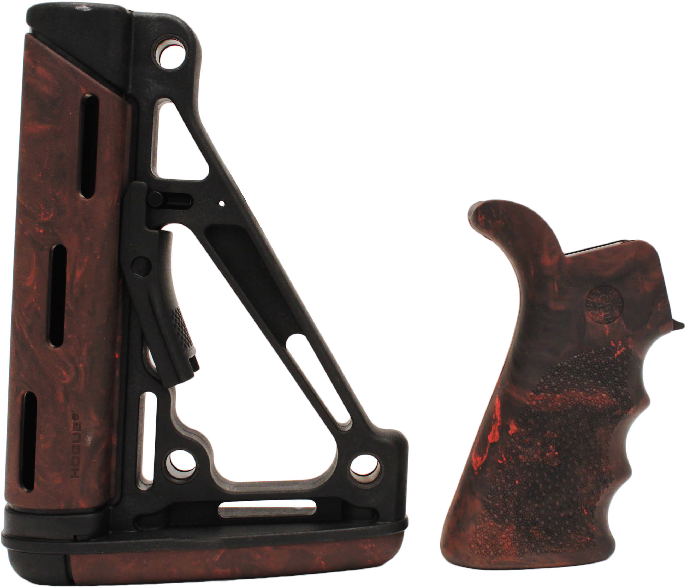 Hogue AR15 OMCB BFG Finger Groove Beavertail Grip and Overmolded Collapsible Stock Mil-Spec Red Lava Md: 1 15455