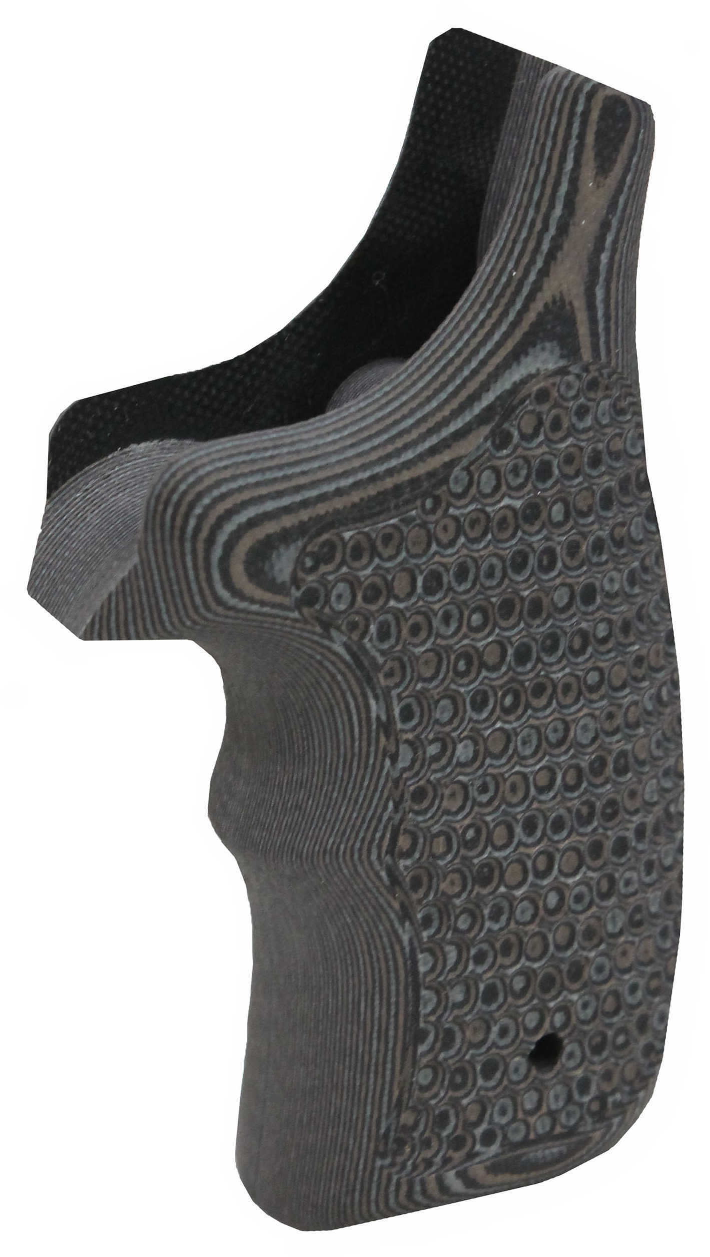 Hogue S&W J Frame Round Butt Grip Bantam, Finger Groove, Pirahna G10 Gmascus Black-Grey Md: 61127