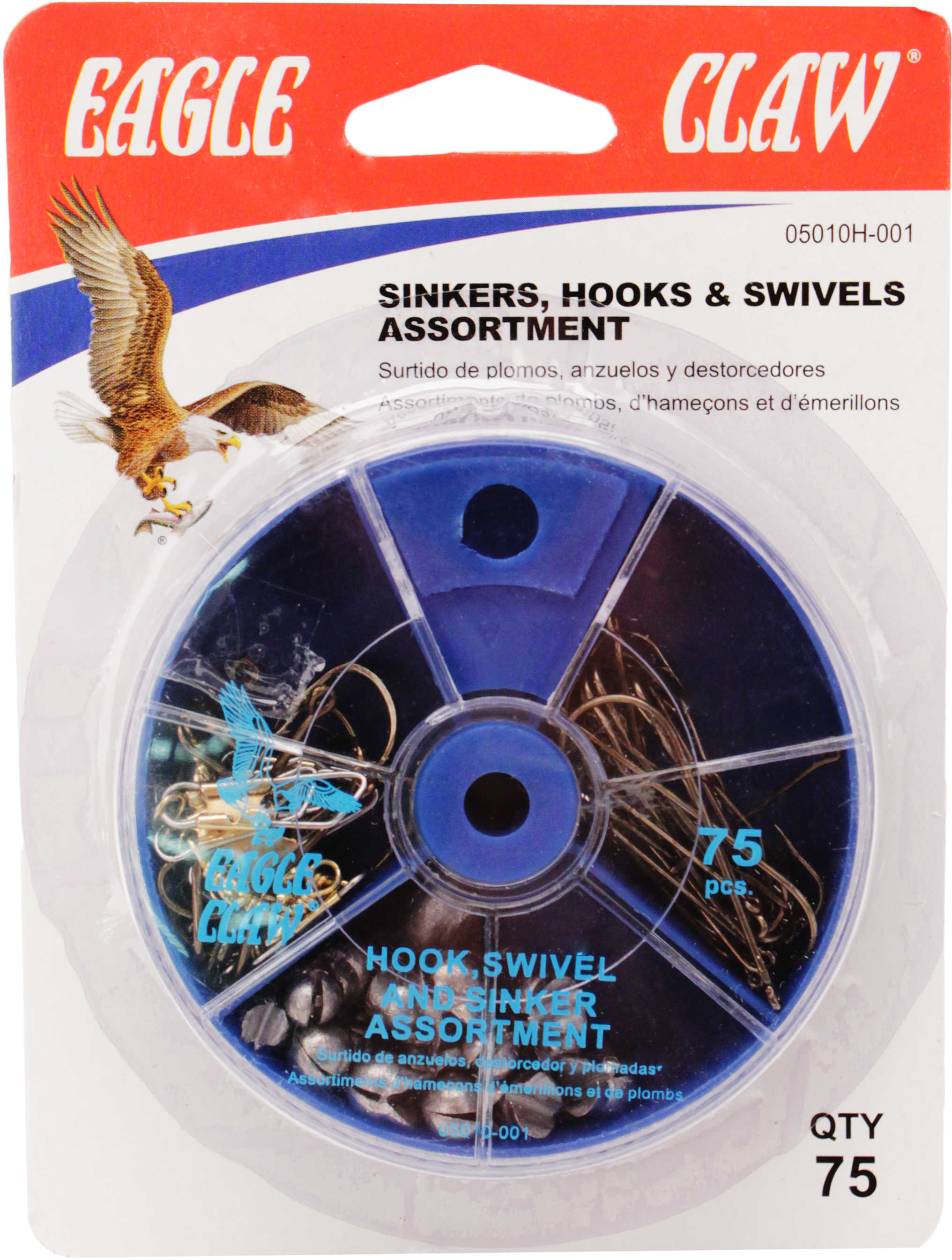 Eagle Claw Fishing Tackle Hook Assortment Hook/Swivel/Sinker (Per 75) Md: 05010H-001