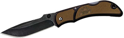 Outdoor Edge Cutlery Corp Medium Chasm Folding Knife 3.3" Black Stonewash Plain Blade, Coyote Brown Zytel Handle, Boxed
