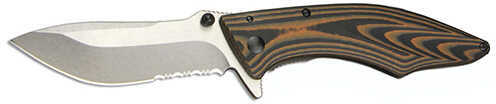 Outdoor Edge Cutlery Corp Large Conquer Flipper 3.5" Combo Blade G10 and Stainless Steel Handle Boxed Md: CQ-35S