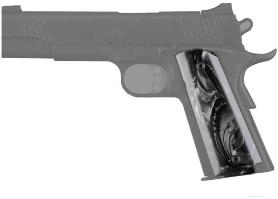 Hogue Grips Fits Colt Government Polymer Ambidextrous Safety Cut Black Pearlized Finish 45418